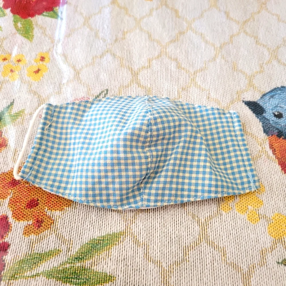 Blue Gingham Kids Face Mask